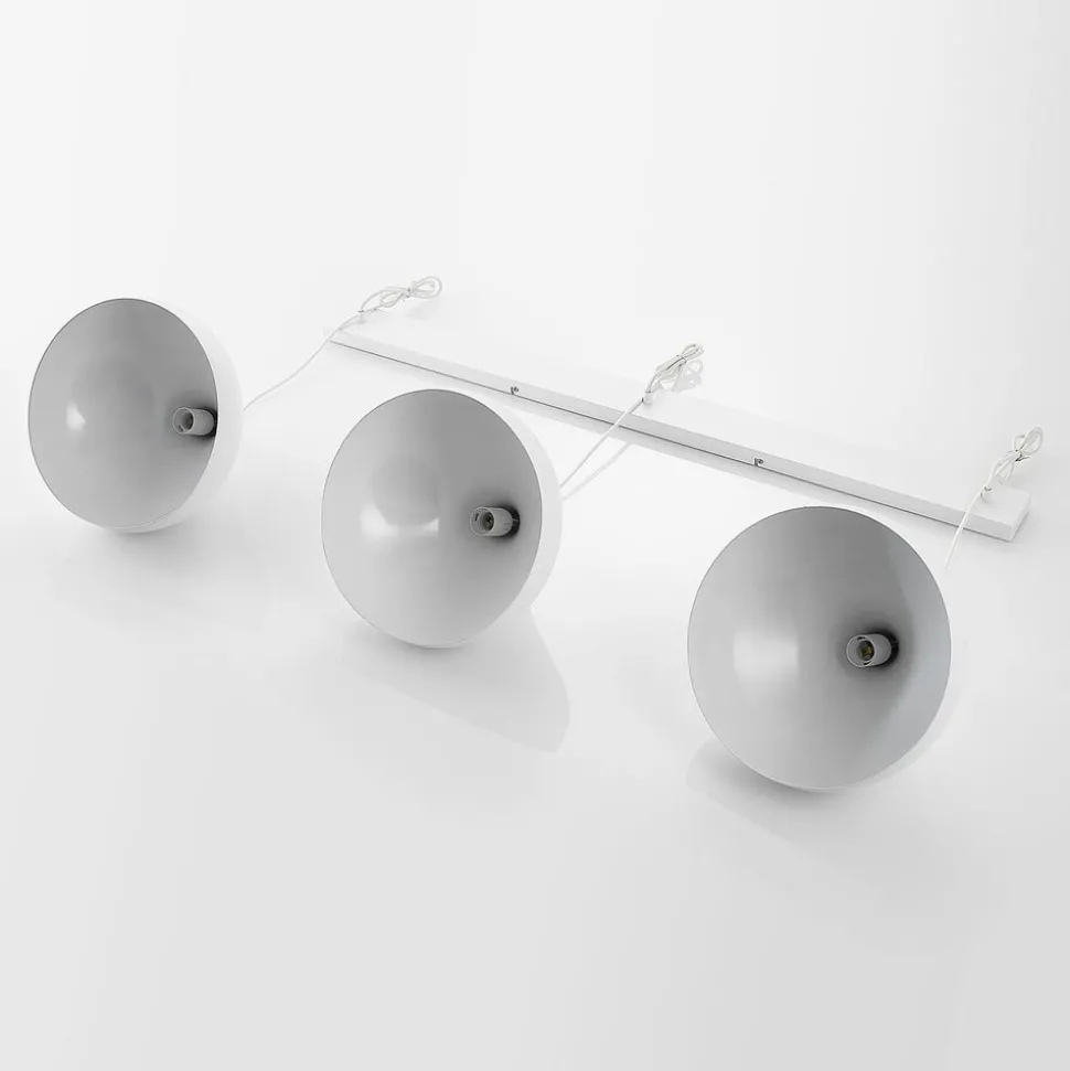 Lindby Elamira hanglamp, wit, metaal, 133 cm, 3-lamps.