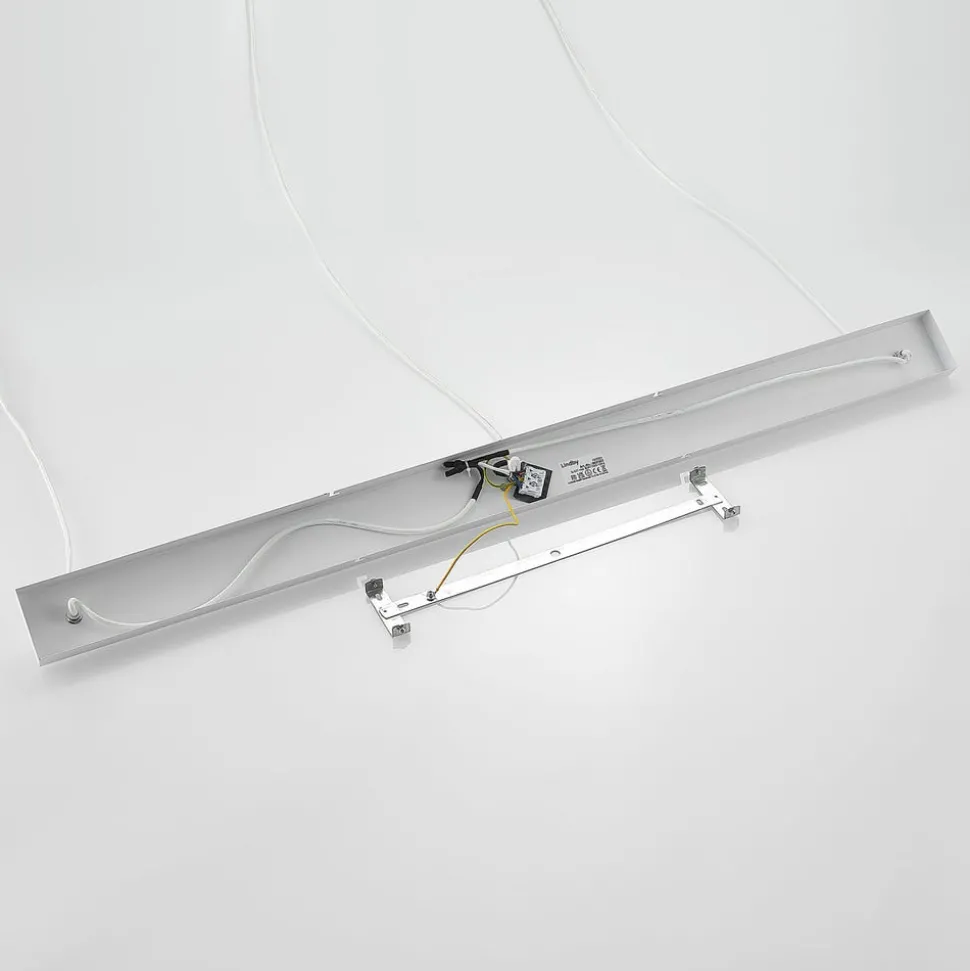 Lindby Elamira hanglamp, wit, metaal, 133 cm, 3-lamps.