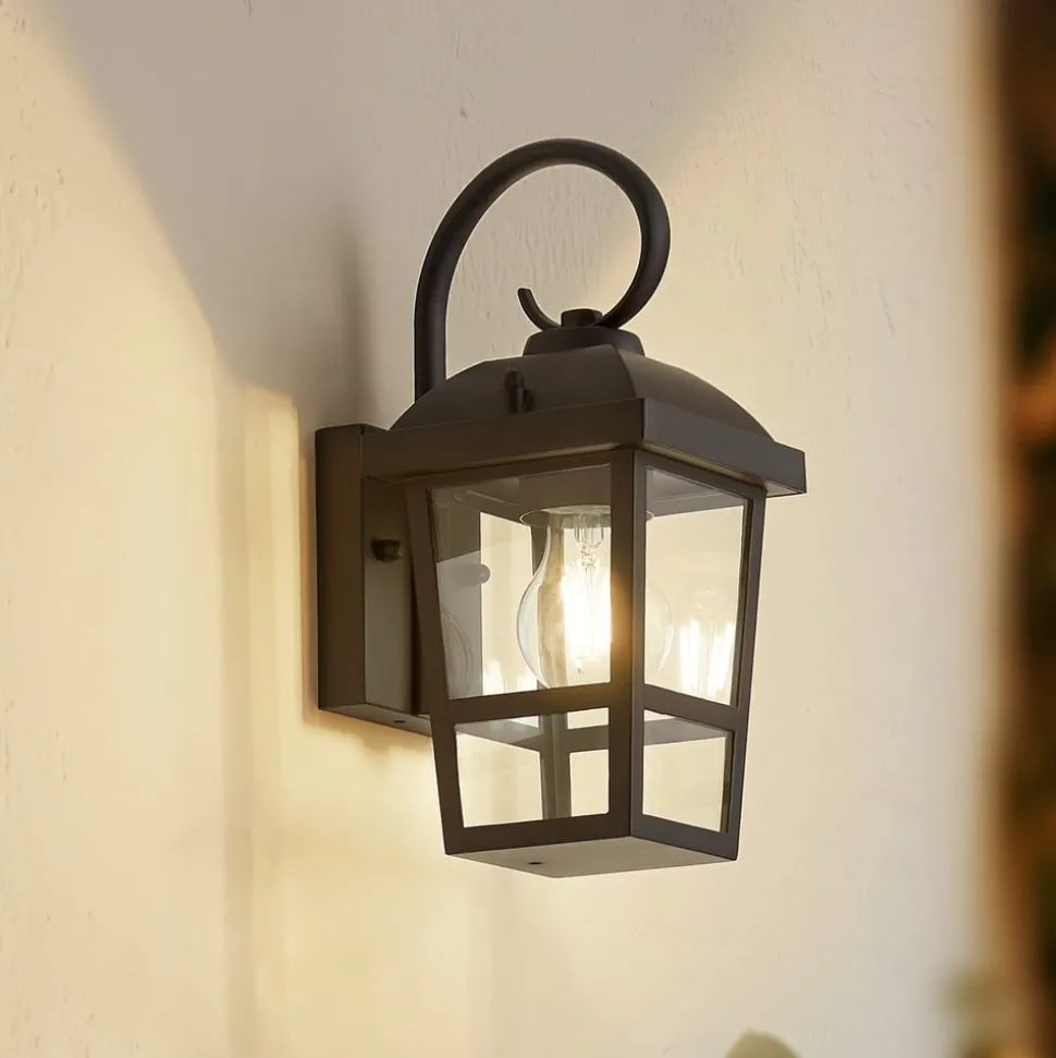 Lindby Eloane buitenwandlamp, zwart, roestvrij staal, 29 cm