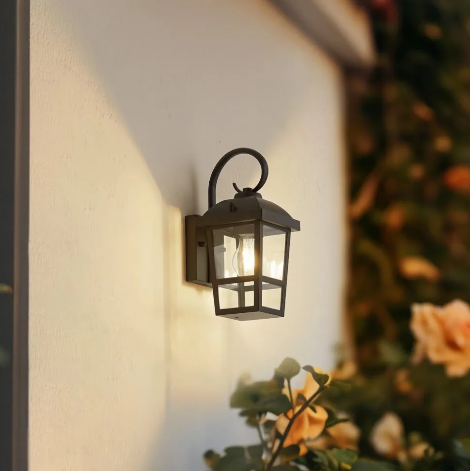 Lindby Eloane buitenwandlamp, zwart, roestvrij staal, 29 cm