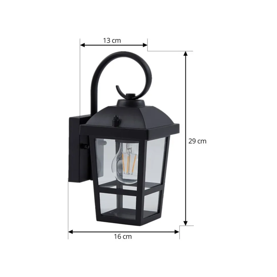 Lindby Eloane buitenwandlamp, zwart, roestvrij staal, 29 cm
