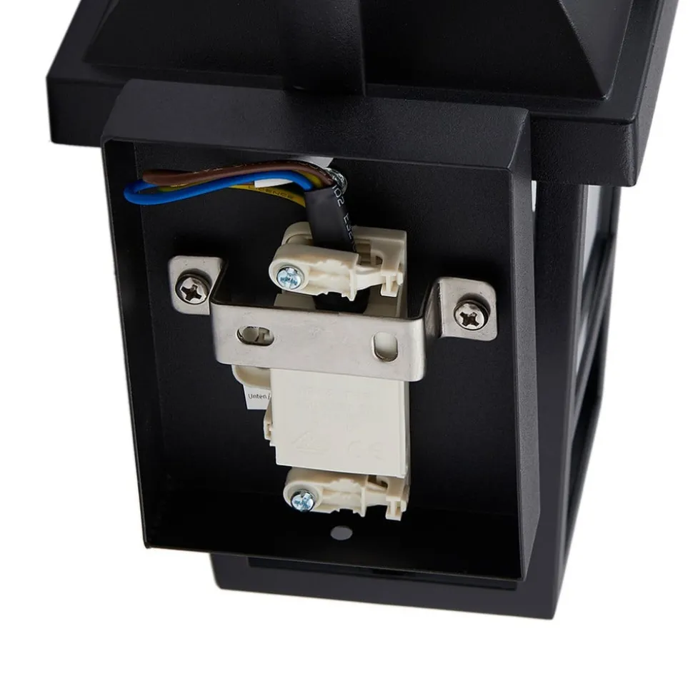 Lindby Eloane buitenwandlamp, zwart, roestvrij staal, 29 cm