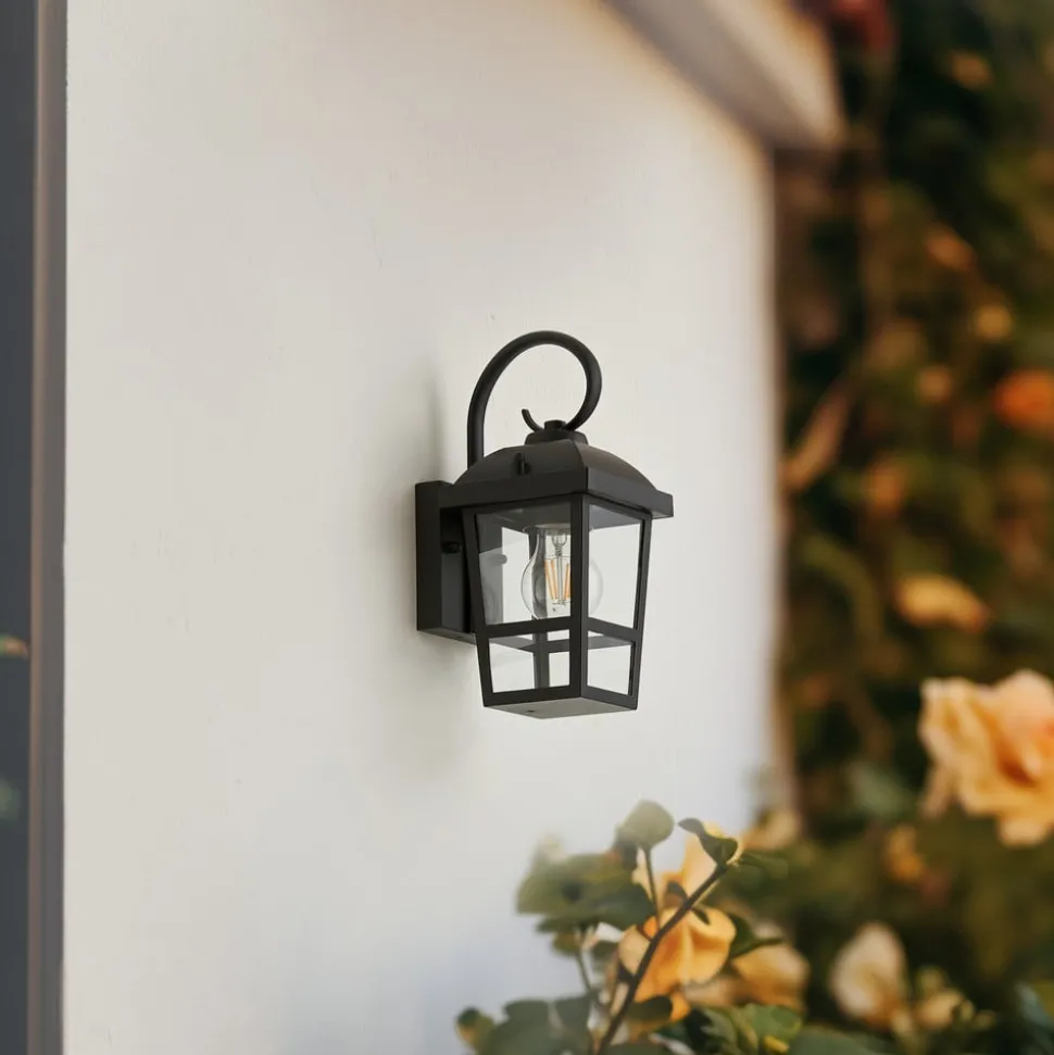 Lindby Eloane buitenwandlamp, zwart, roestvrij staal, 29 cm