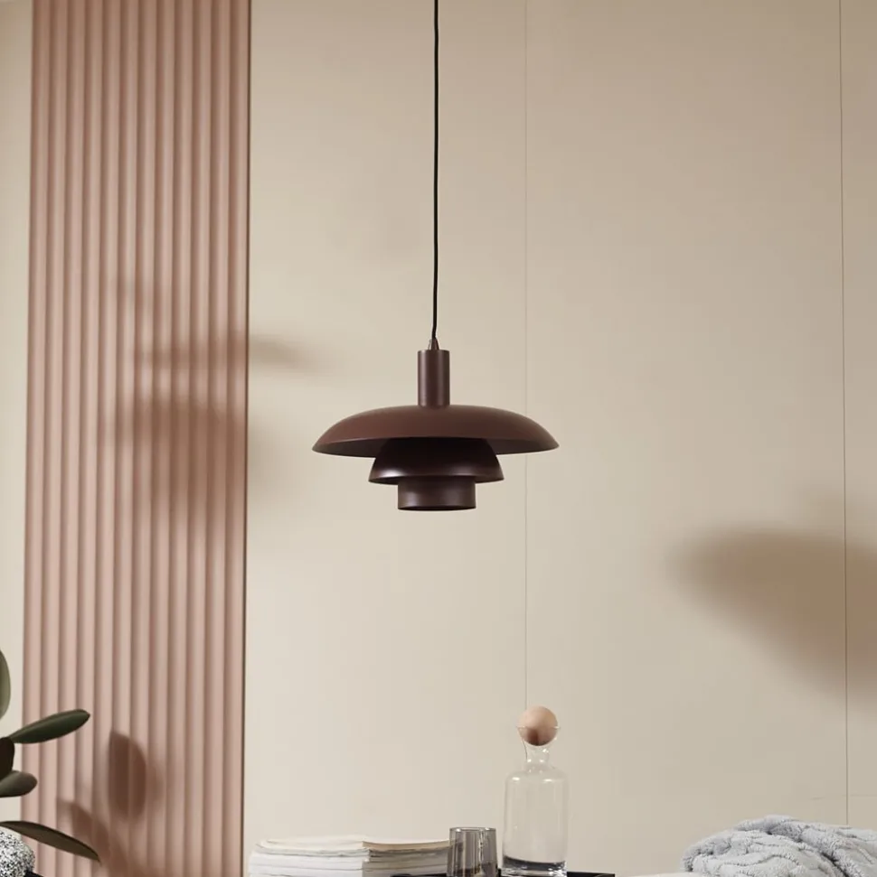 Lindby Elorri hanglamp, bruin, metaal, Ø 38 cm