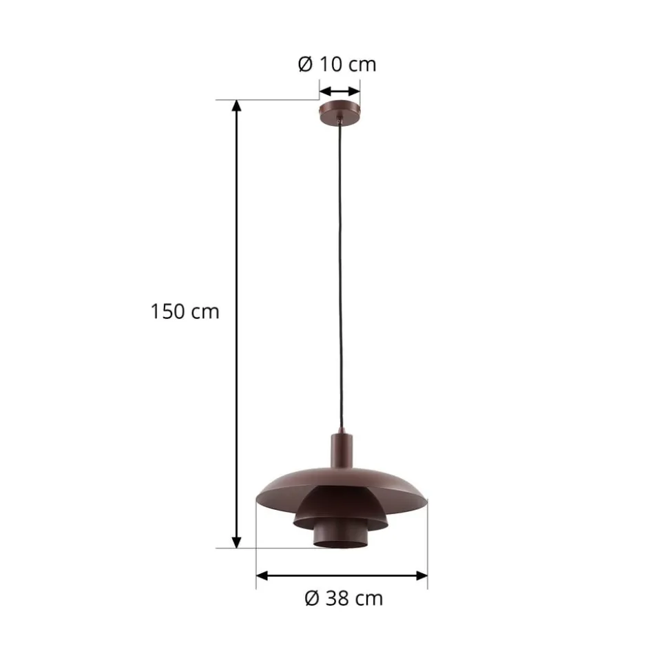 Lindby Elorri hanglamp, bruin, metaal, Ø 38 cm