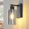 Lindby Emavi wandlamp, zwart/rookgrijs, glas, E27