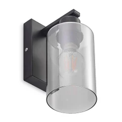 Lindby Emavi wandlamp, zwart/rookgrijs, glas, E27