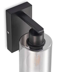 Lindby Emavi wandlamp, zwart/rookgrijs, glas, E27