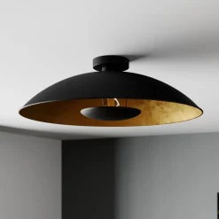 Lindby Emilienne plafondlamp, zwart/goud, metaal, Ø 60 cm