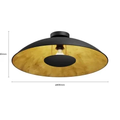 Lindby Emilienne plafondlamp, zwart/goud, metaal, Ø 60 cm