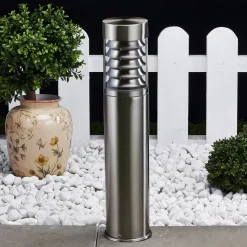 Lindby Enja sokkellamp, 50 cm, roestvrij staal, IP44, E27