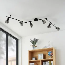 Lindby Eridia plafondspot zwart 6-lamps, lang