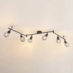 Lindby Eridia plafondspot zwart 6-lamps, lang