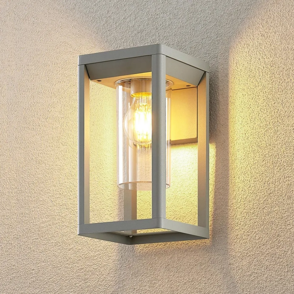 Lindby Estami buitenwandlamp, zilver, metaal, 27cm