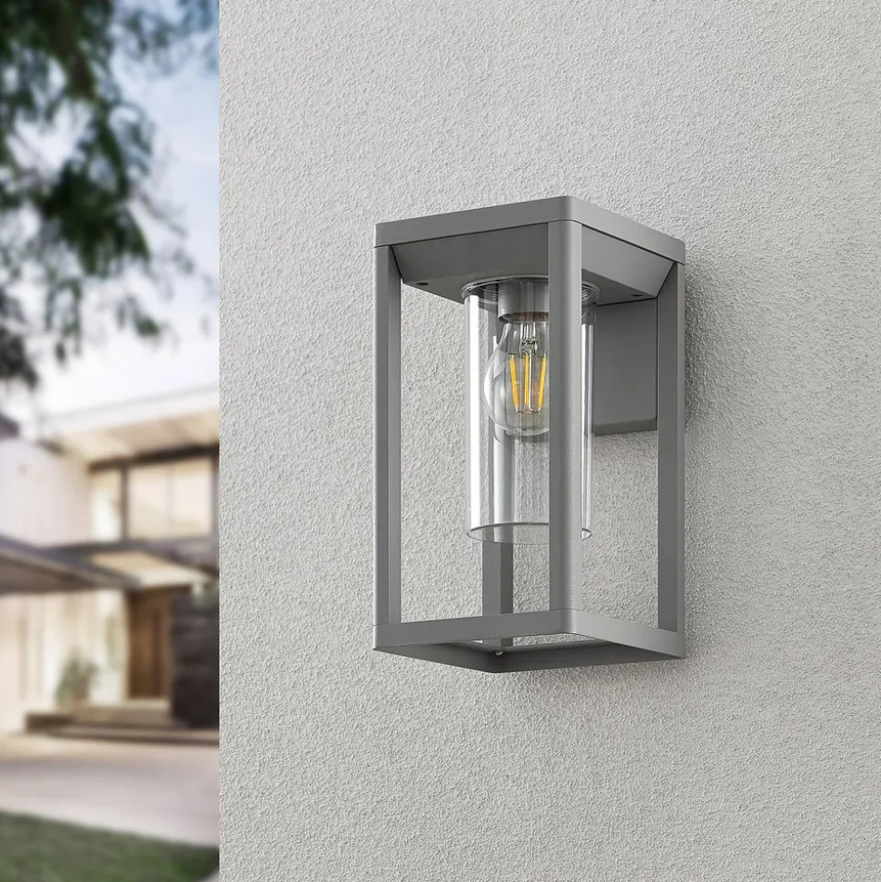 Lindby Estami buitenwandlamp, zilver, metaal, 27cm