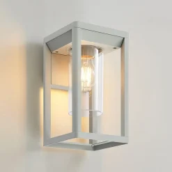 Lindby Estami buitenwandlamp, zilver, metaal, 27cm