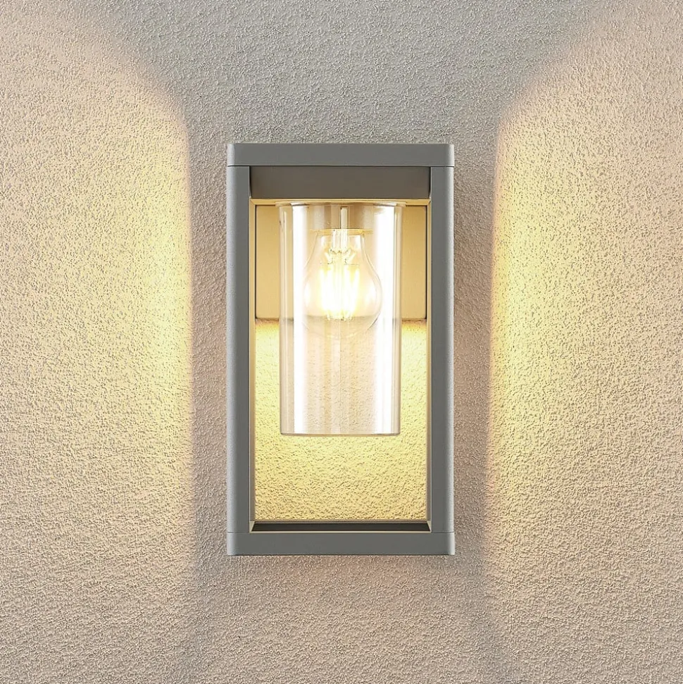 Lindby Estami buitenwandlamp, zilver, metaal, 27cm