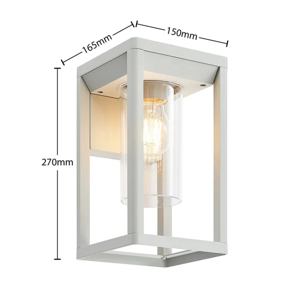 Lindby Estami buitenwandlamp, zilver, metaal, 27cm