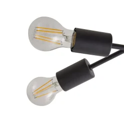 Lindby Estar plafondlamp, zwart, metaal, 6-lamps, Ø56cm