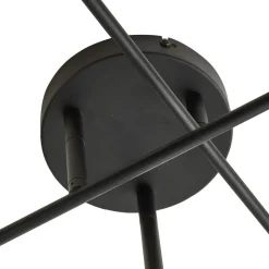 Lindby Estar plafondlamp, zwart, metaal, 6-lamps, Ø56cm