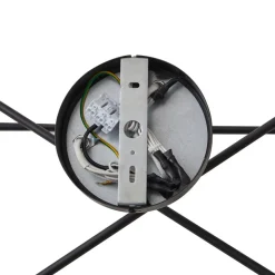 Lindby Estar plafondlamp, zwart, metaal, 6-lamps, Ø56cm