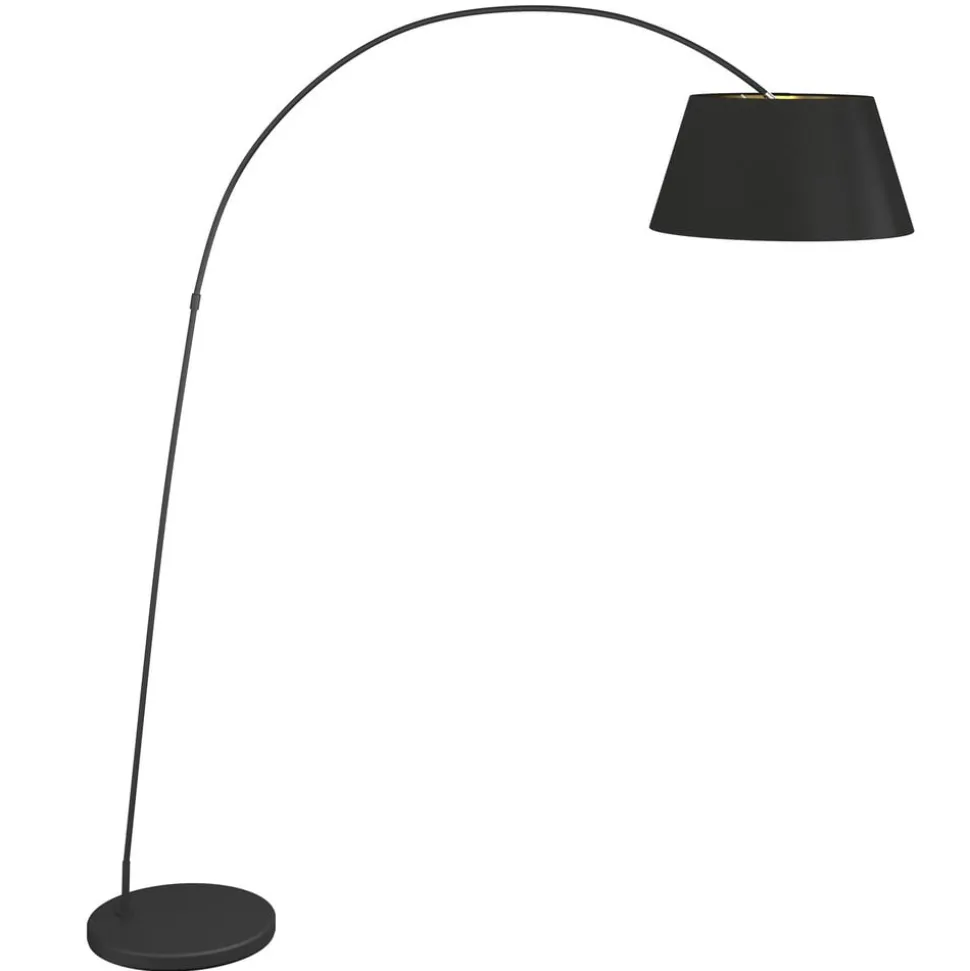 Lindby Esti vloerlamp, zwart/goud, stof, hoogte 192cm