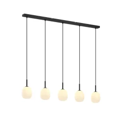 Lindby Etiena hanglamp, 5-lamps, glas opaal