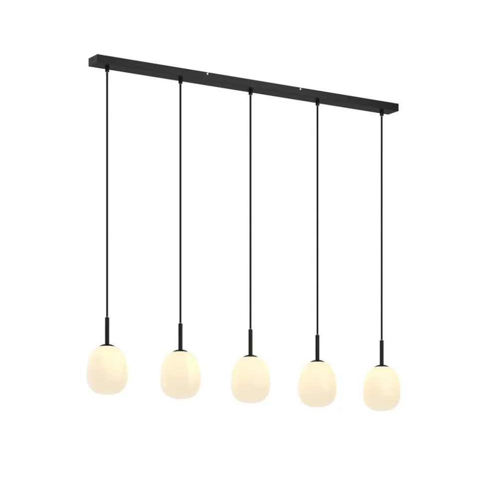 Lindby Etiena hanglamp, 5-lamps, glas opaal