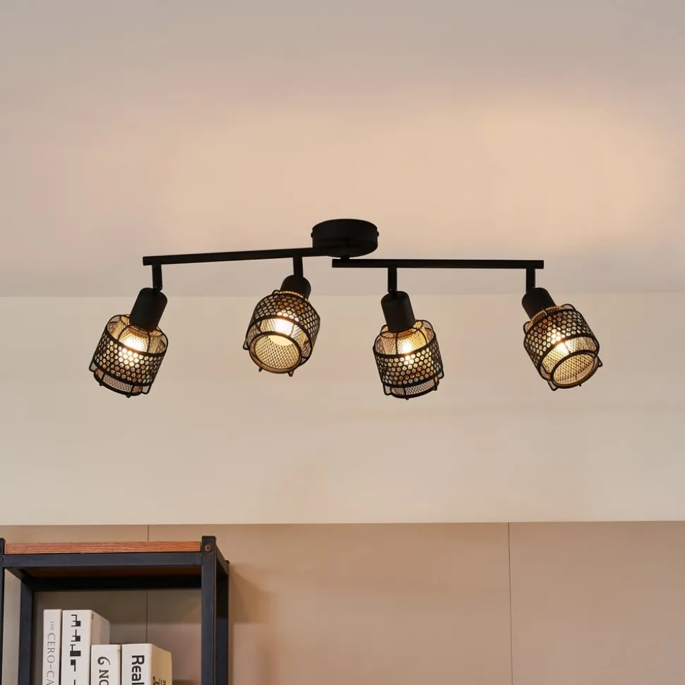 Lindby Eudoria spot 4-lamps zwart/goud