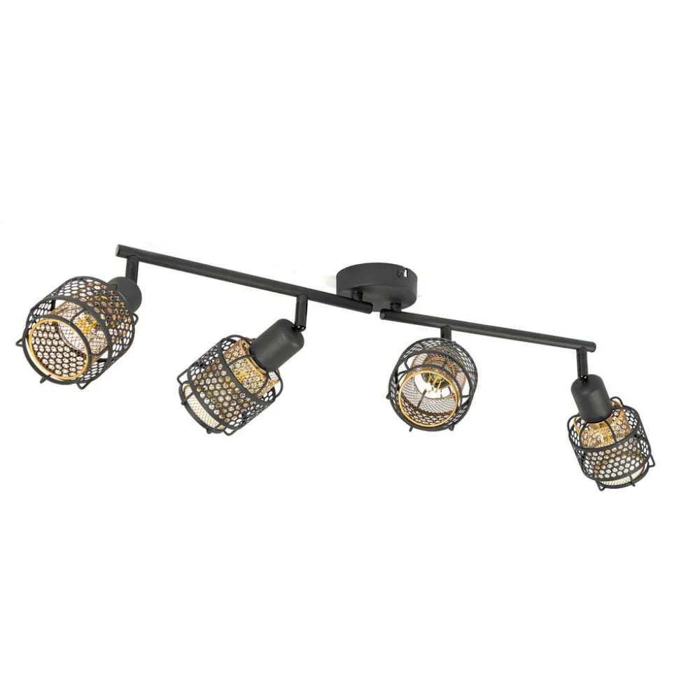 Lindby Eudoria spot 4-lamps zwart/goud