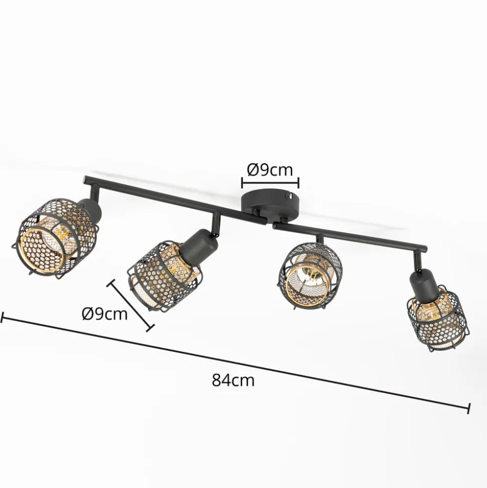Lindby Eudoria spot 4-lamps zwart/goud