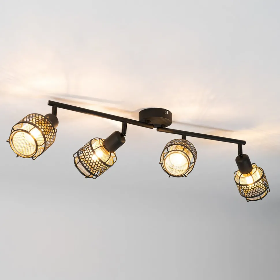 Lindby Eudoria spot 4-lamps zwart/goud