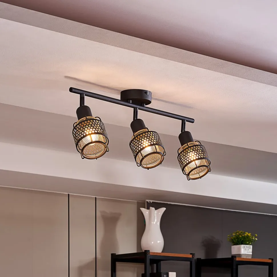 Lindby Eudoria spot 3-lamps zwart/goud