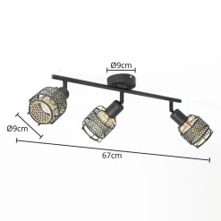 Lindby Eudoria spot 3-lamps zwart/goud