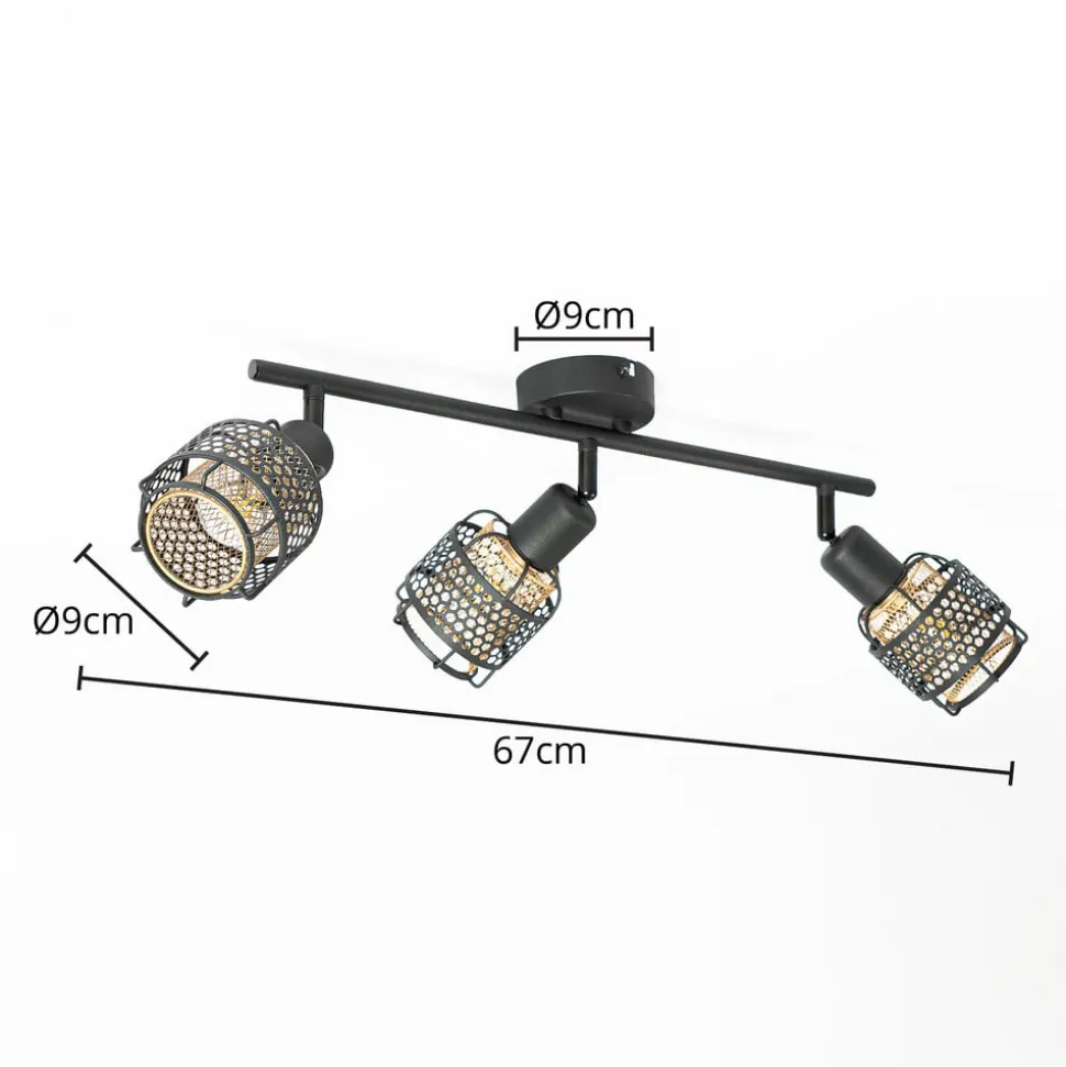 Lindby Eudoria spot 3-lamps zwart/goud
