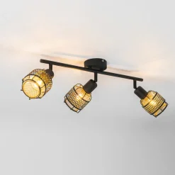Lindby Eudoria spot 3-lamps zwart/goud