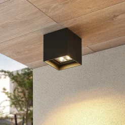 Lindby Eveta LED plafondlamp, 10 cm, antraciet, aluminium, IP65