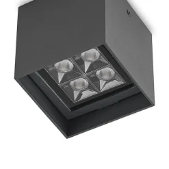 Lindby Eveta LED plafondlamp, 10 cm, antraciet, aluminium, IP65