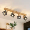 Lindby Evinora plafondspot, 77 cm, zwart, 4-lamps, hout