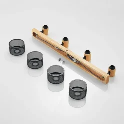 Lindby Evinora plafondspot, 77 cm, zwart, 4-lamps, hout