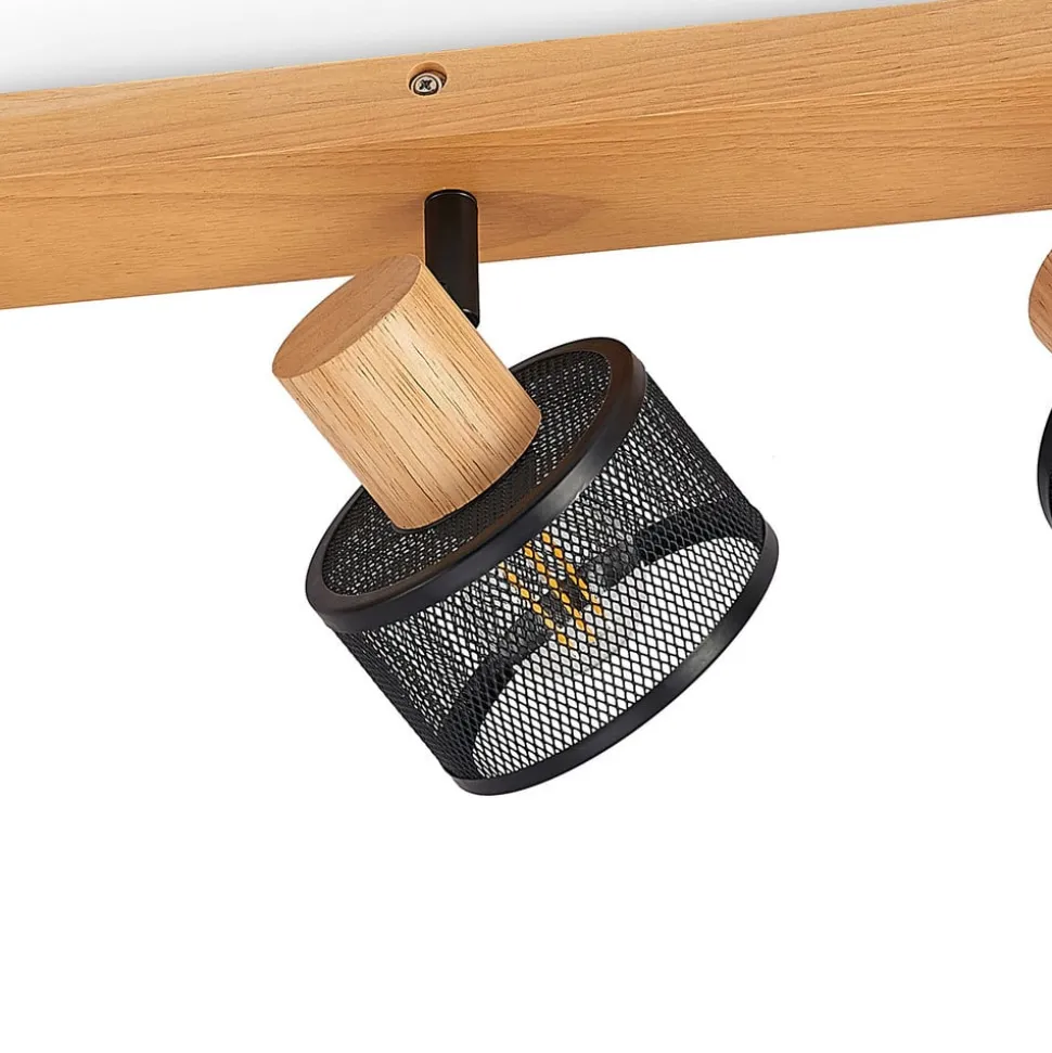 Lindby Evinora plafondspot van hout, 3-lamps
