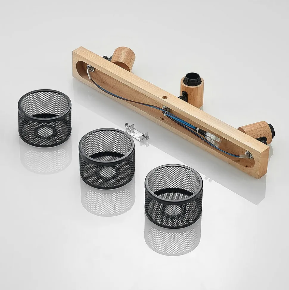 Lindby Evinora plafondspot van hout, 3-lamps