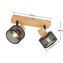 Lindby Evinora plafondspot van hout, 2-lamps
