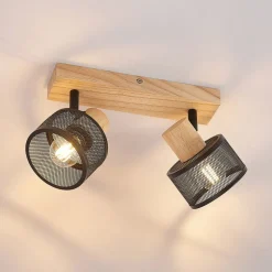 Lindby Evinora plafondspot van hout, 2-lamps
