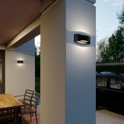 Lindby Evric LED buiten wandlamp, breedte 25,4 cm