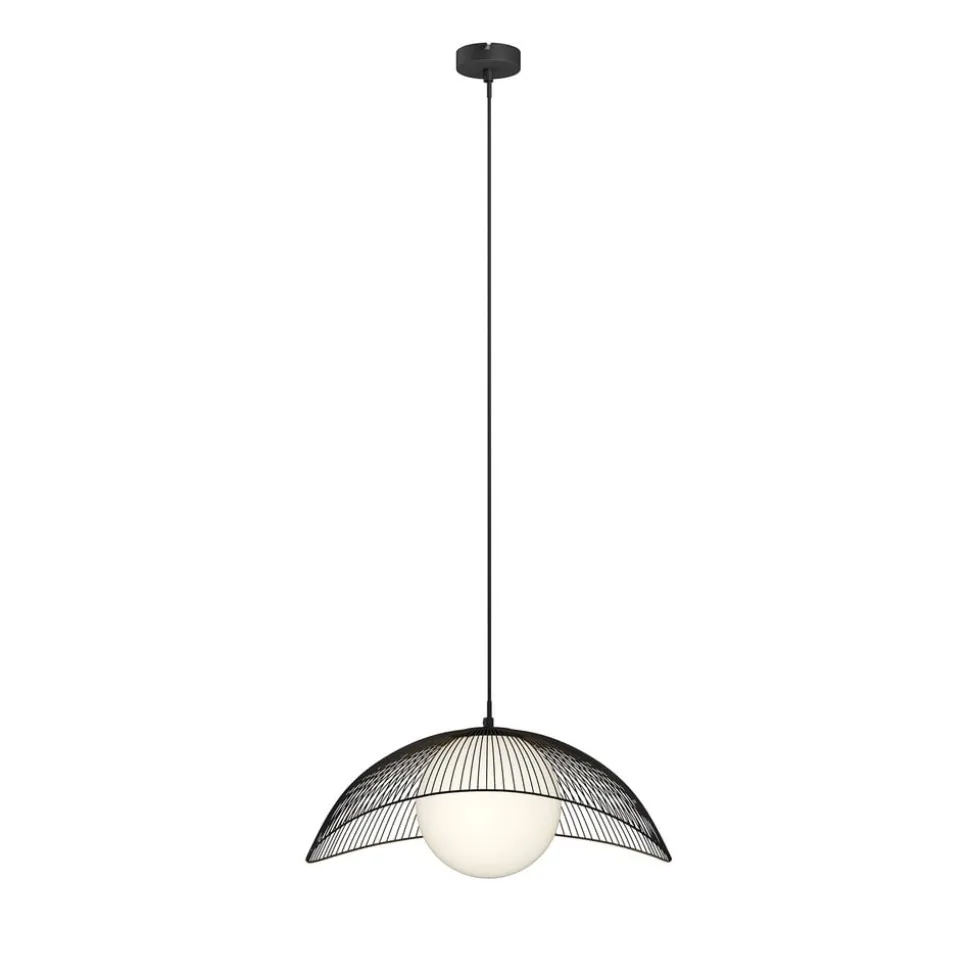 Lindby Fabronia hanglamp, rooster, glasbol