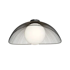 Lindby Fabronia plafondlamp, zwart/wit, glas, globe, E27