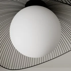 Lindby Fabronia plafondlamp, zwart/wit, glas, globe, E27