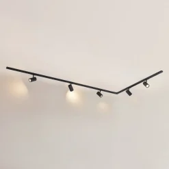 Lindby 1-fase railsysteem Linaro, GU10, zwart, 5-lamps.