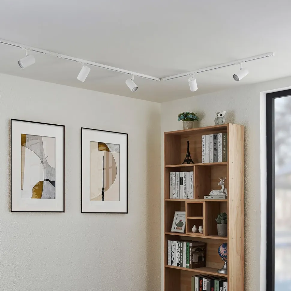 Lindby 1-fase railsysteem Linaro, GU10, wit, 5-lamps